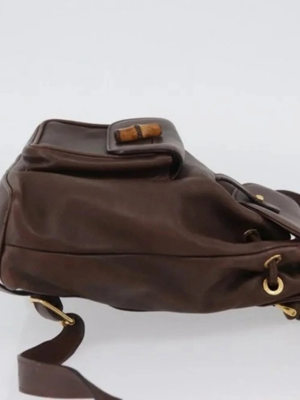 GUCCI Bamboo Backpack Leather Brown Gold 003 2058 0030 Auth BA11134 - Picture 3 of 16